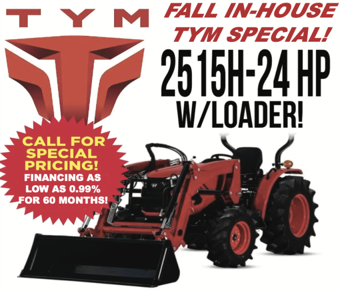 TYM 2515 TRACTOR. 24HP, WITH LOADER