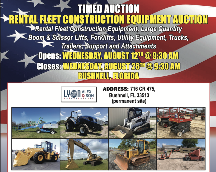 Opens: WEDNESDAY, AUGUST 12TH @ 9:30 AM Closes: WEDNESDAY, AUGUST 26TH @ 9:30 AM BUSHNELL, FLORIDA