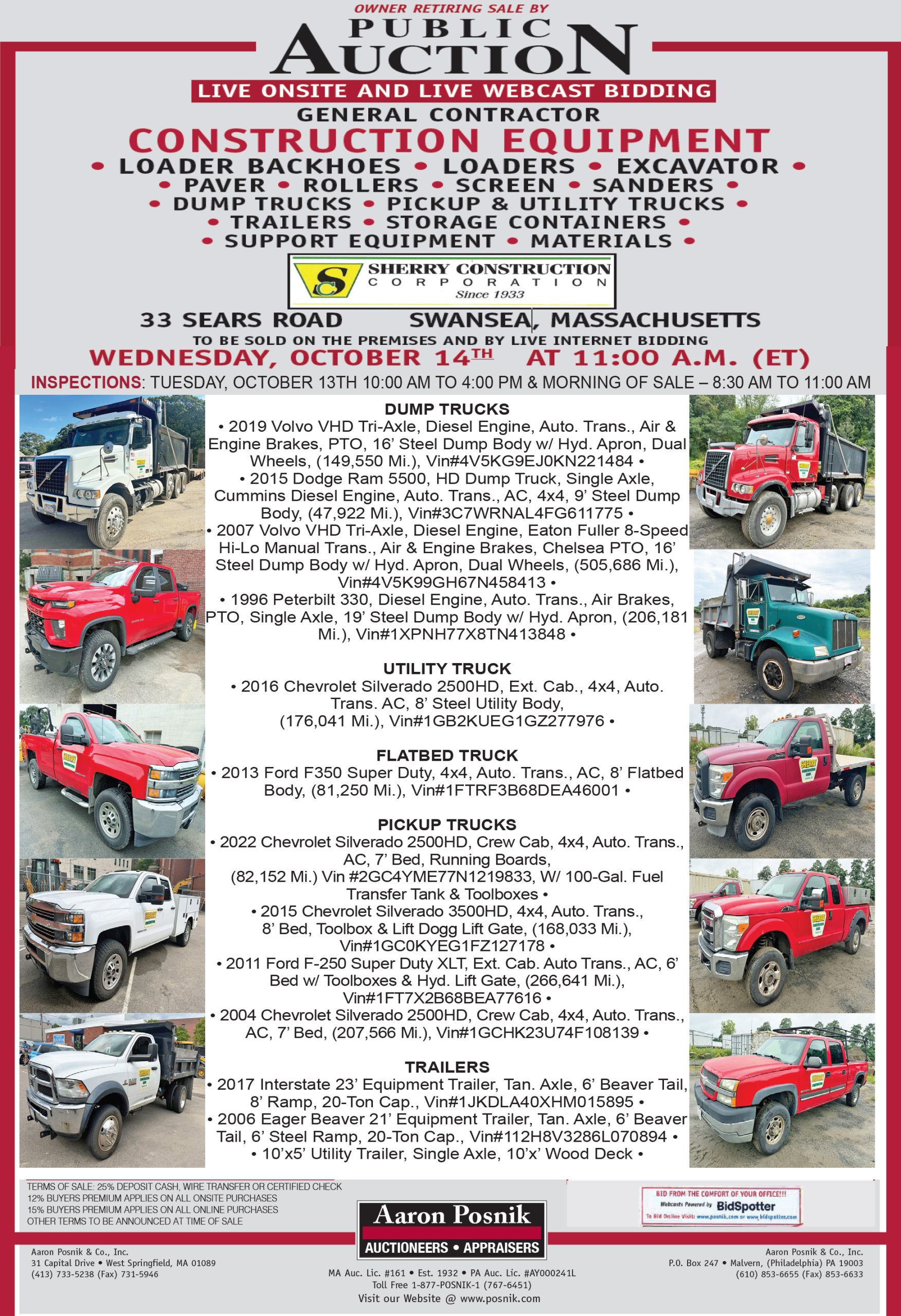 PUBLIC AUCTION - Construction Equipment, Dump Trucks, Pickups, Trailers & More! PUBLIC AUCTION - Construction Equipment, Dump Trucks, Pickups, Trailers & More!