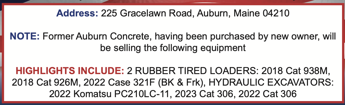 Auction: WEDNESDAY, OCTOBER 7th @ 9:30 AM • AUBURN, MAINE, SALE SITE PHONE: (315) 633-2944 Auction: WEDNESDAY, OCTOBER 7th @ 9:30 AM • AUBURN, MAINE, SALE SITE PHONE: (315) 633-2944
